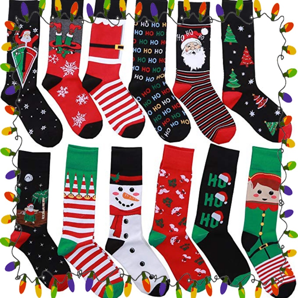12-Pack High-Quality Christmas Ugly Socks, Cotton